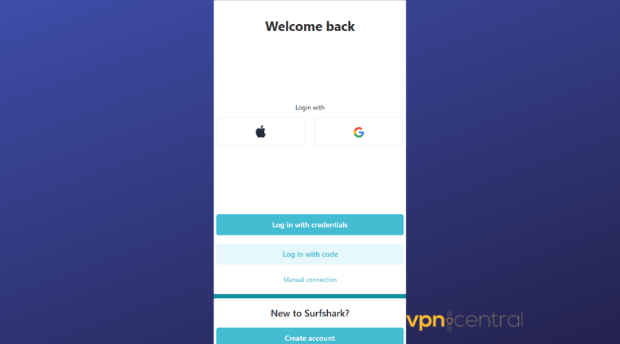 surfshark login page