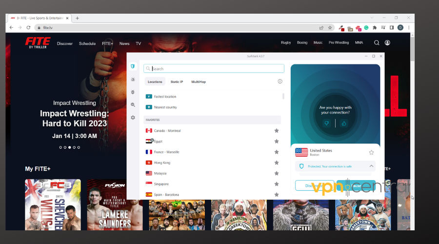 fite tv openi in browser with surfshark