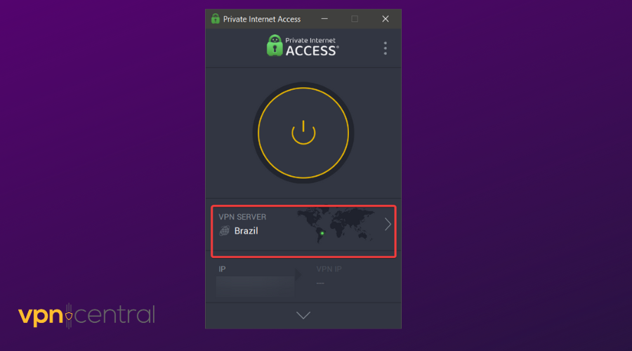 pia select vpn server