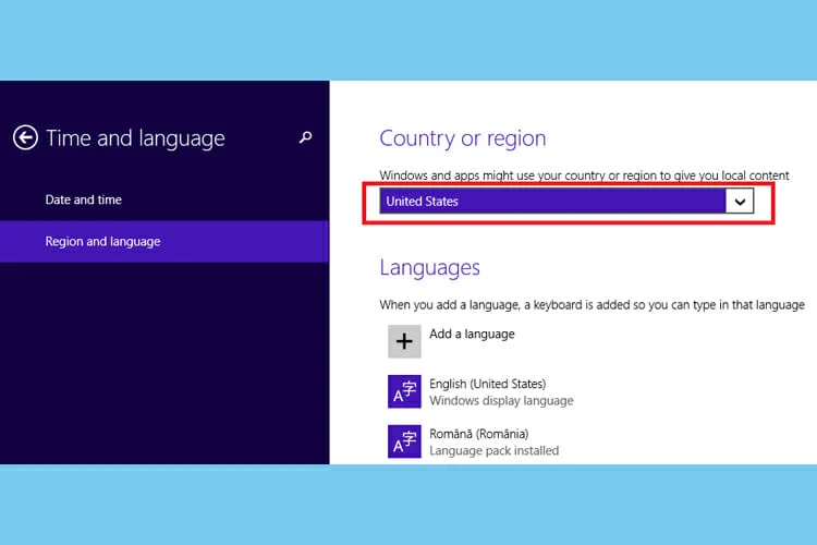 change region settings panel in windows
