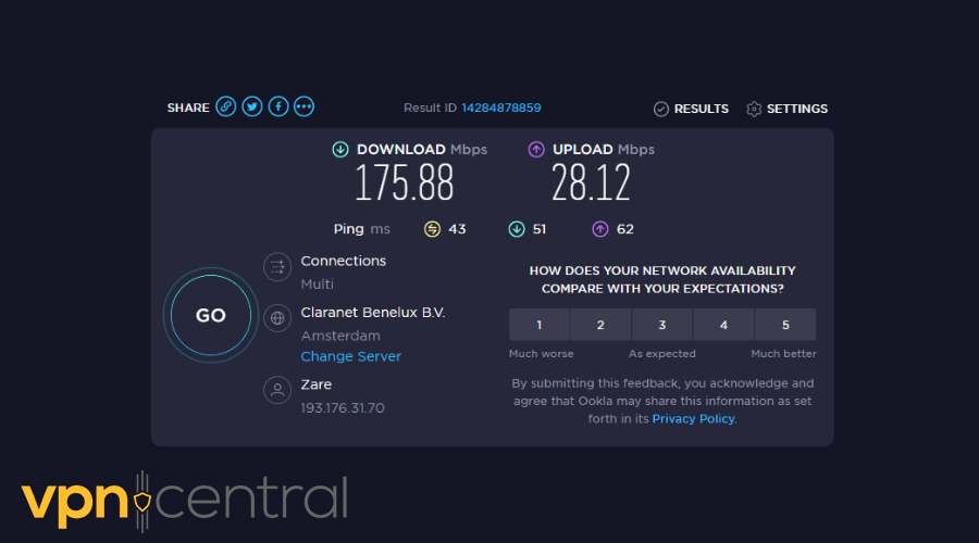 Surfshark test - Netherlands speed
