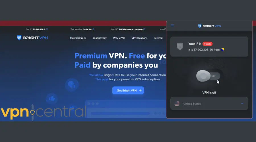 Bright VPN Firefox extension