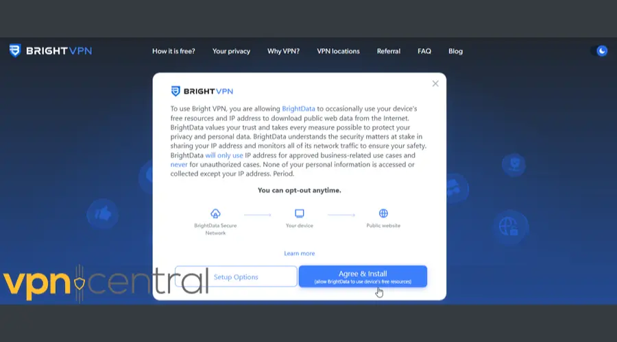 Bright VPN privacy policy