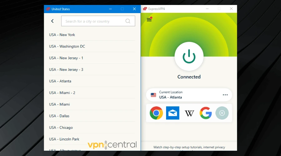 expressvpn connected