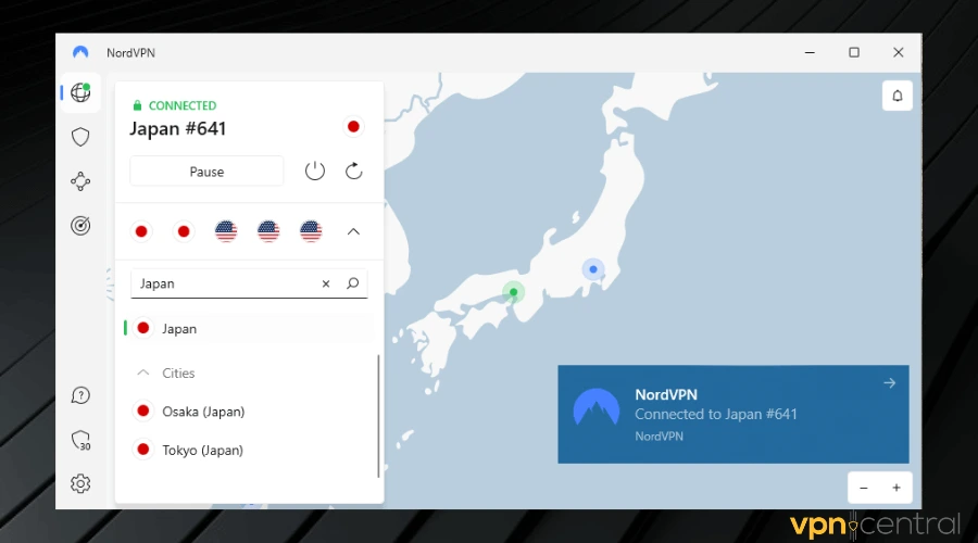 NordVPN conectarse a Japón