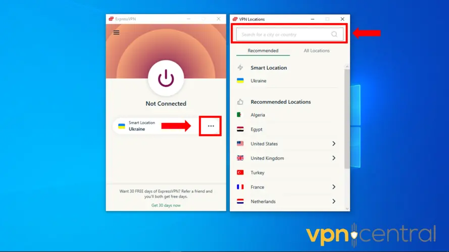 expressvpn server change
