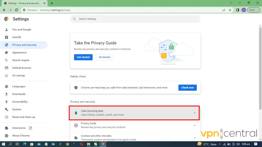 clear browsing data chrome