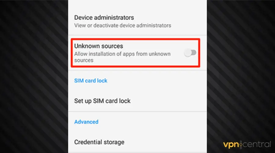 allow apps from unknown sources