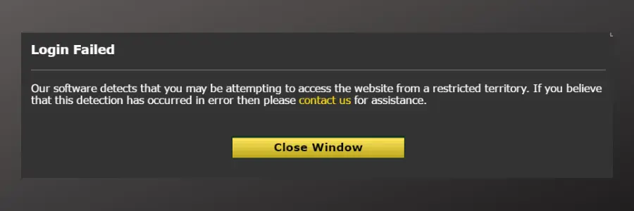 bet365 login failed