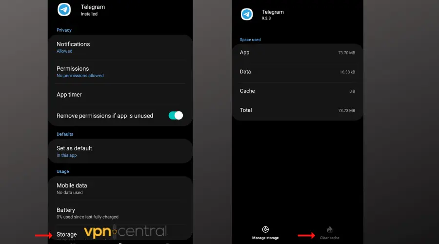 clear telegram cache android