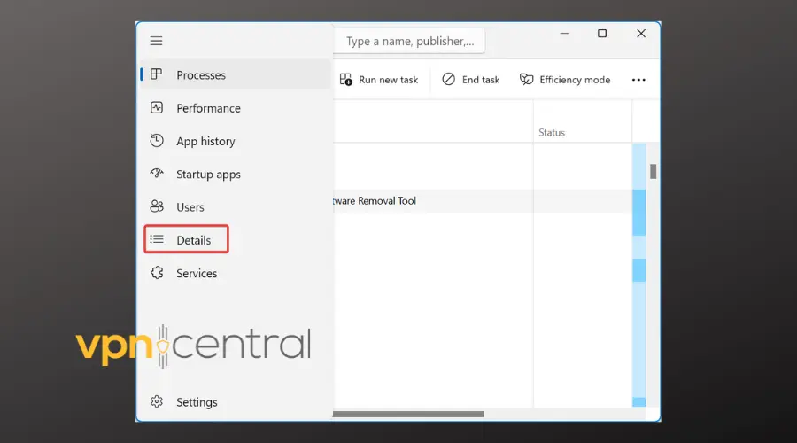 details submenu in task manager