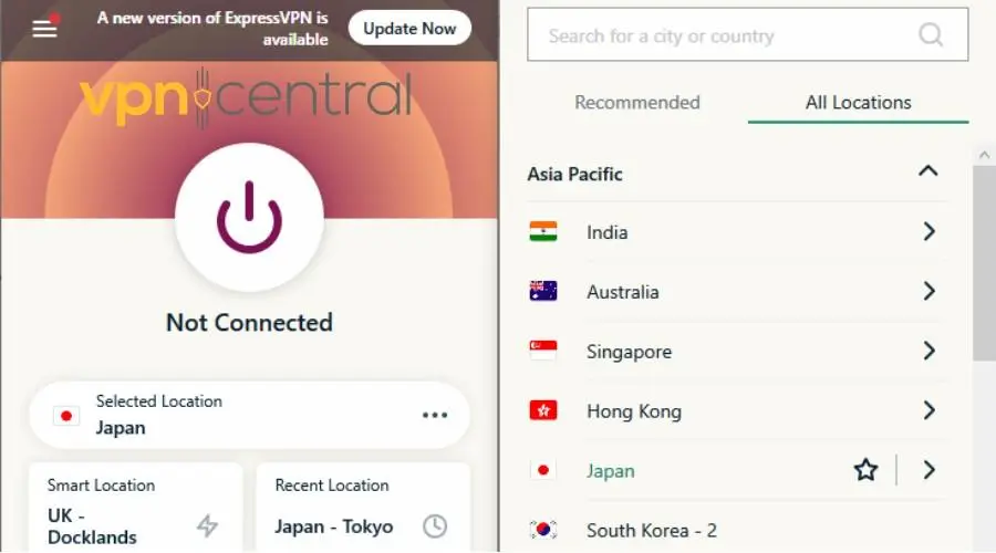 expressvpn japanese server not connected