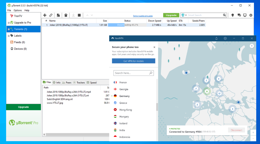 launch utorrent nordvpn