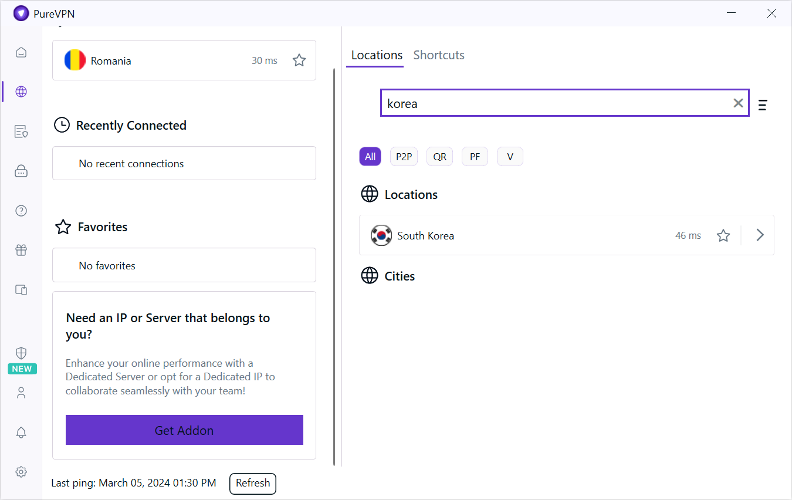 purevpn korean server