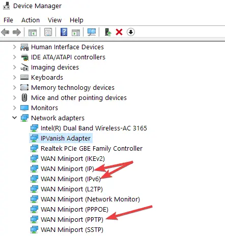 uninstall wan miniport