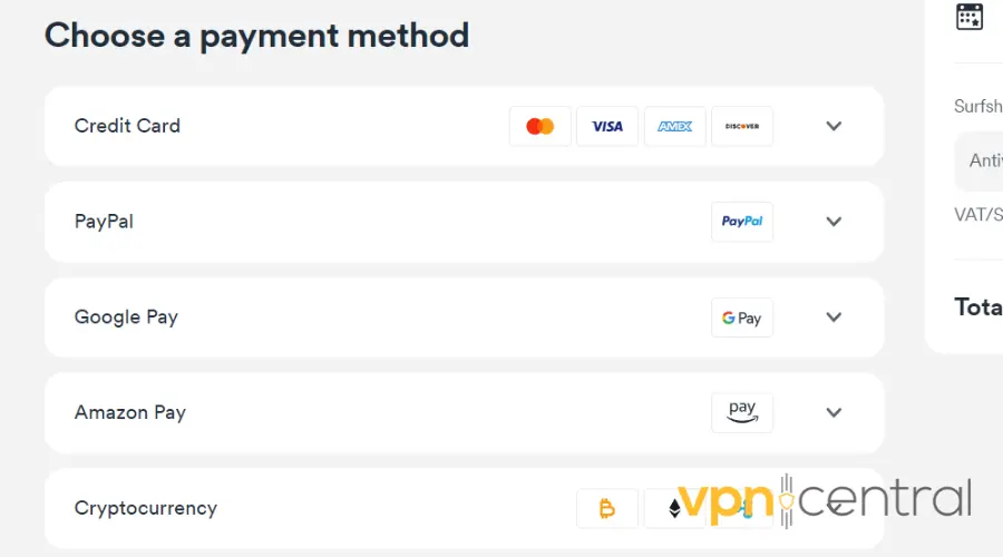 payment methods