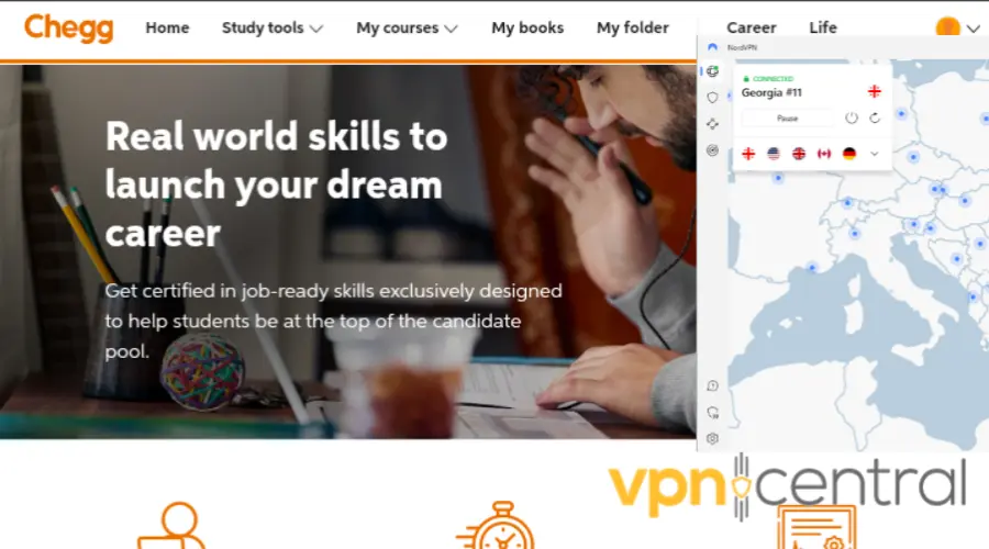 chegg working with nordvpn running