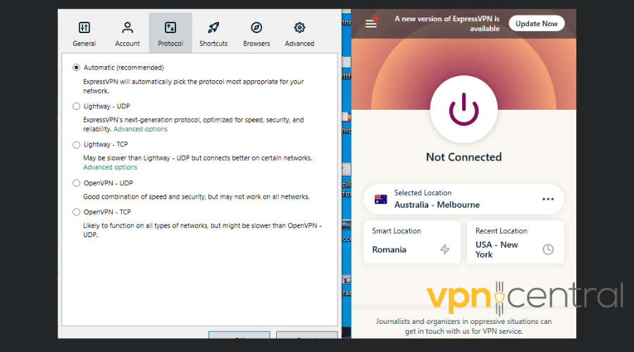 expressvpn user interface