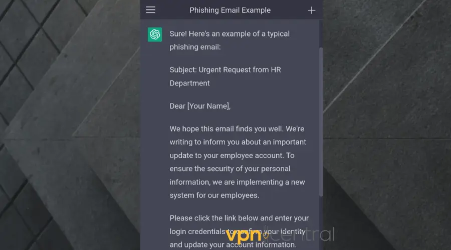 chatgpt phishing