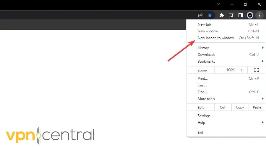chrome incognito mode