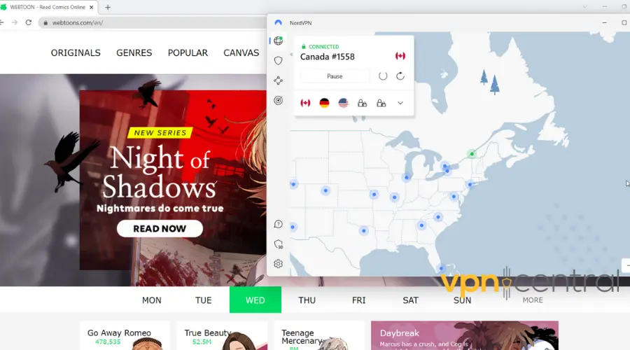 webtoon website available with vpn