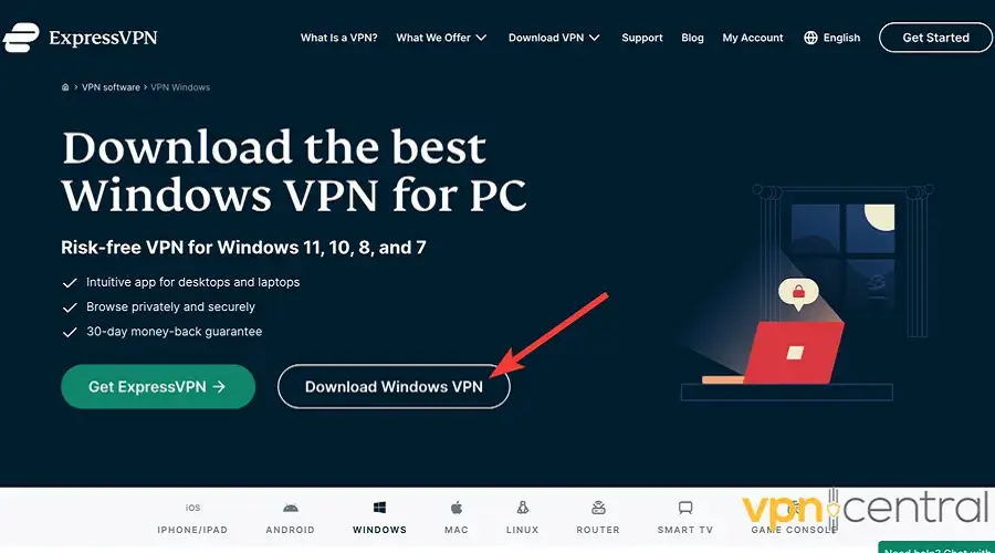 ExpressVPN download page