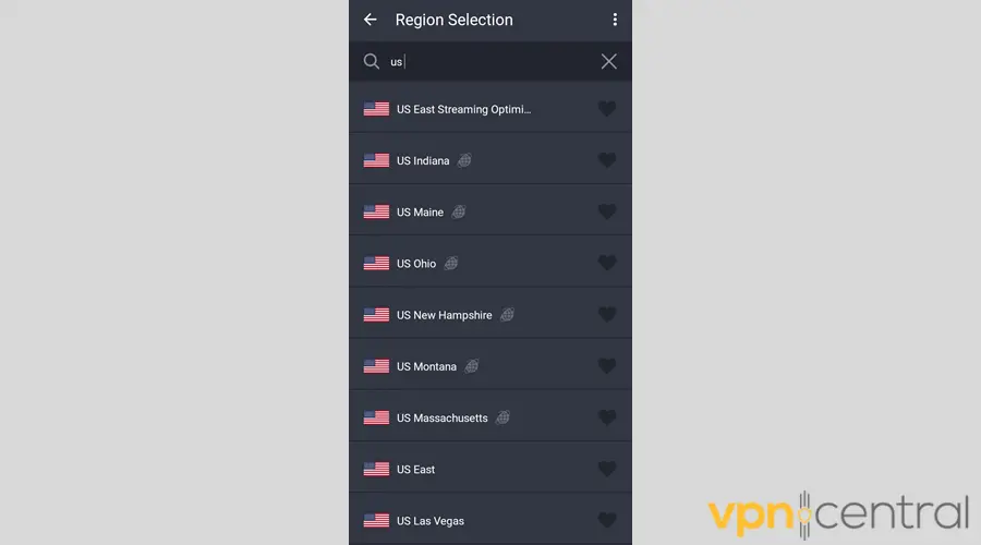 PIA US server location options