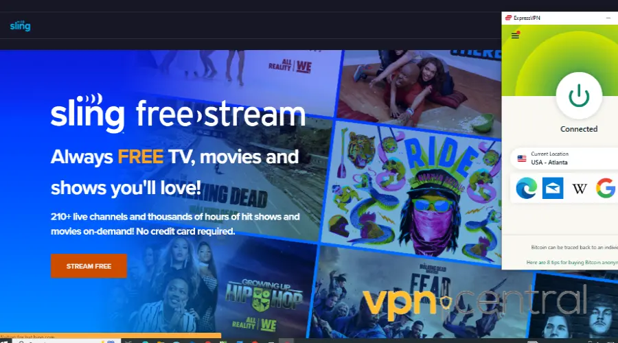 sling tv working with expressvpn