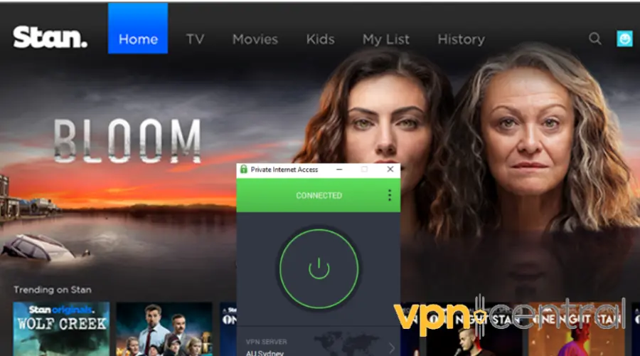 stan tv australia unlocked with pia vpn