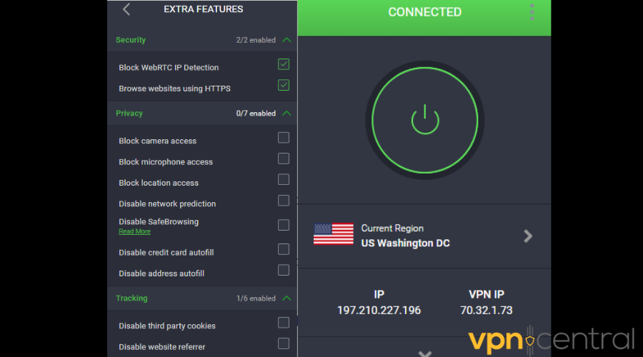 private internet access chrome extension