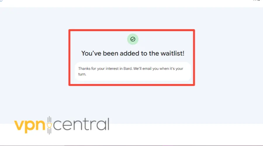 bard waitlist confirm