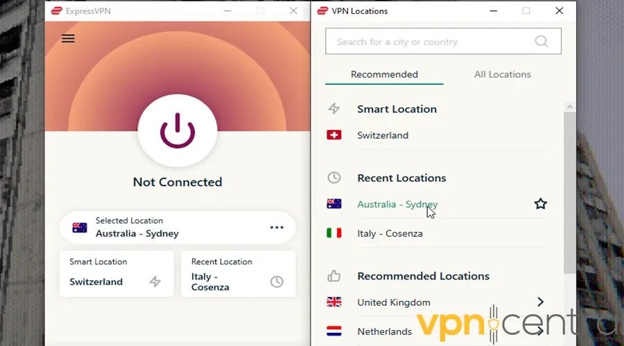 ExoressVPN Australian server