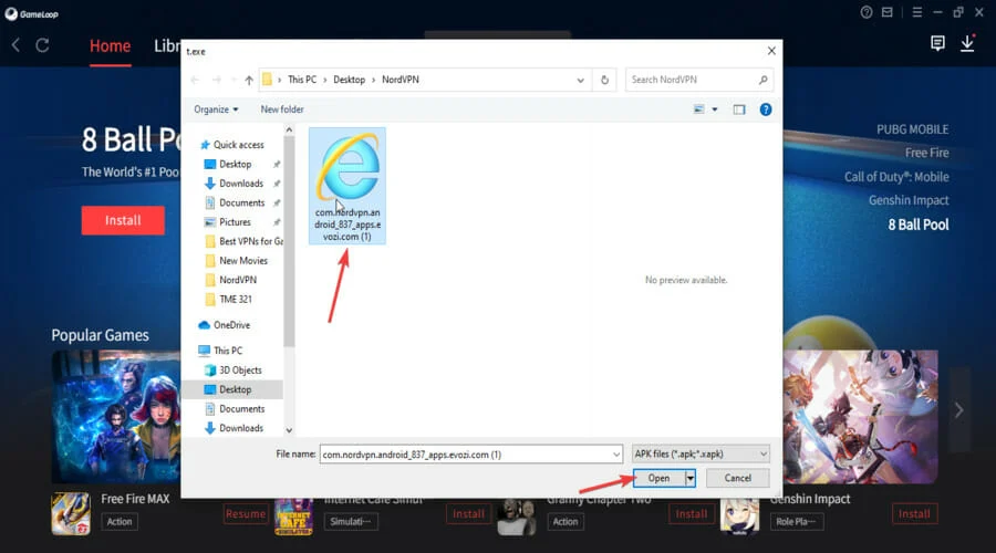 gameloop nordpvn apk file