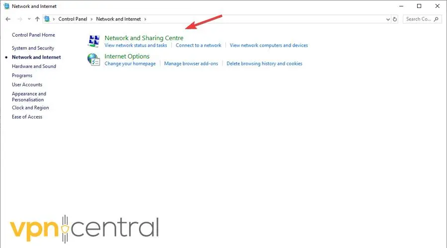 Network and Sharing Centre