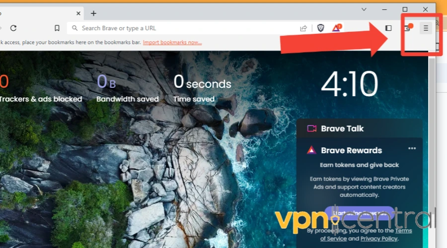Brave browser 3dot icon