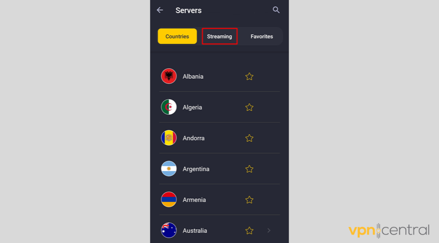 CyberGhost app interface