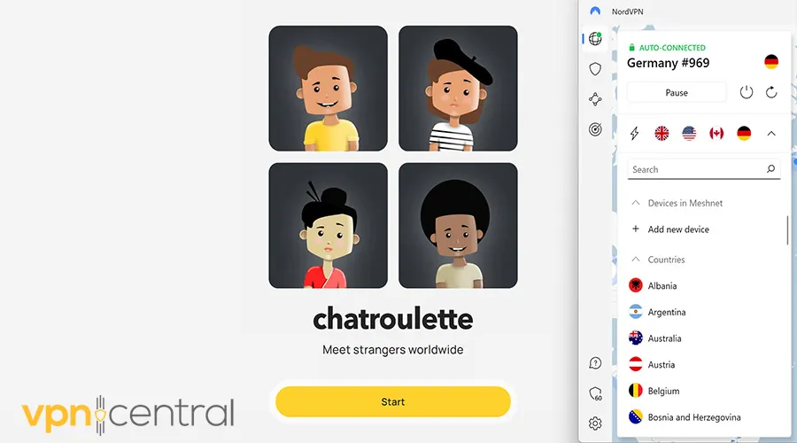 chatroulette working with nordvpn