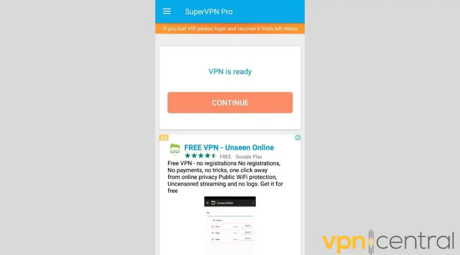 Ad on SuperVPN