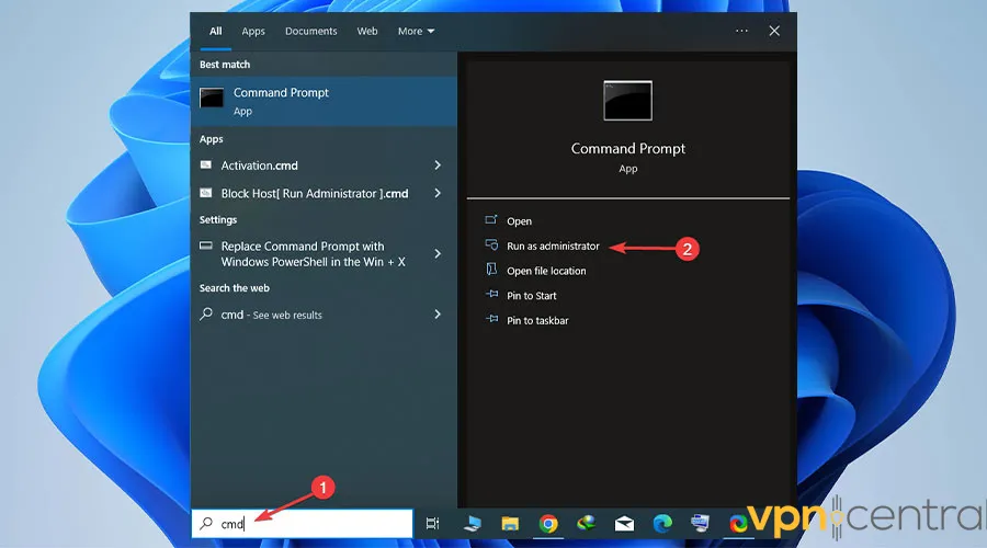 Open cmd as administrator