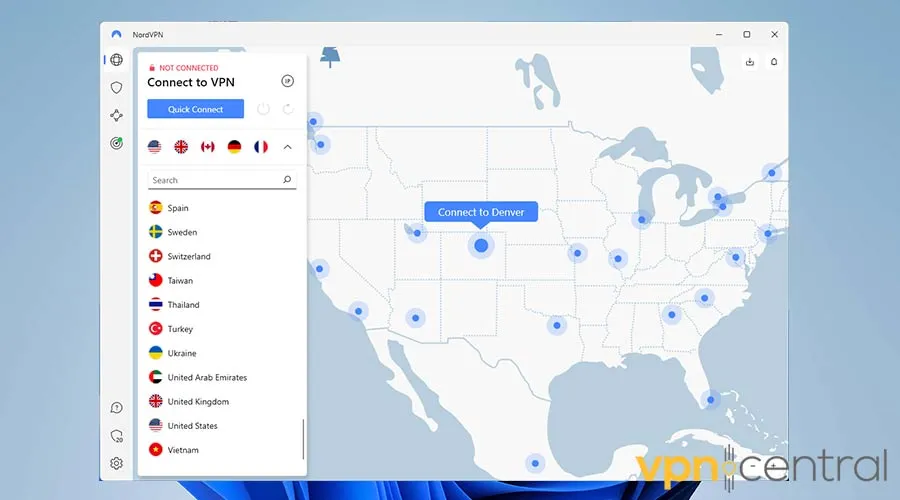 Selecting servers in US