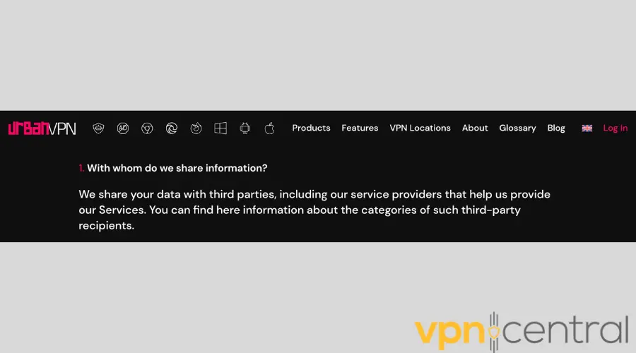 Urban VPN privacy policy