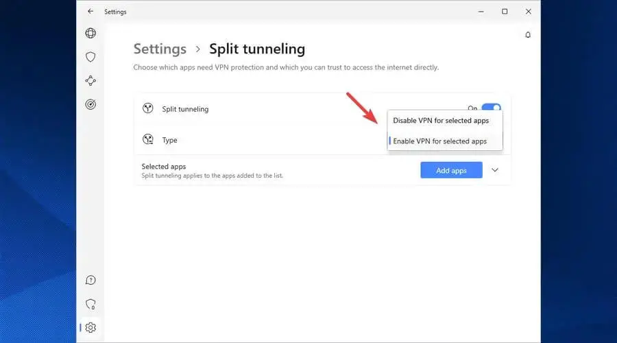split tunneling enable or disable