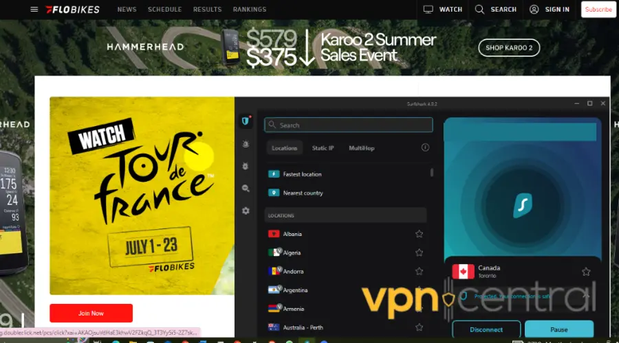 flobikes now working with vpn connected