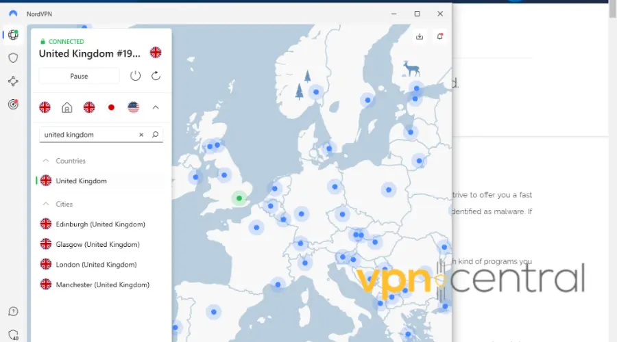 nordvpn uk server list