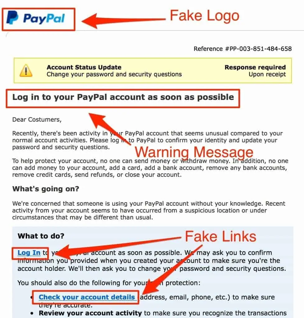 phishing email example