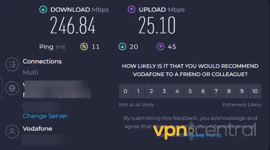 Speedtest without VPN
