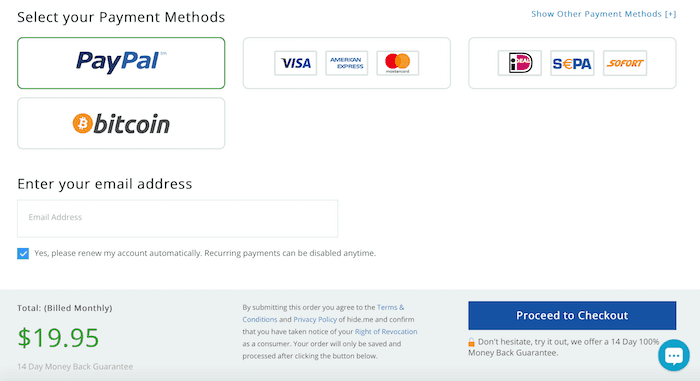 hide.me signup process hide me vpn proceed to checkout