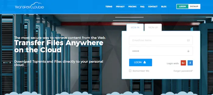 transfer cloud user interface