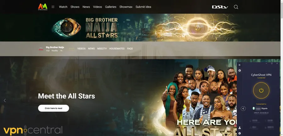 watching big brother naija in uk with cyberghost