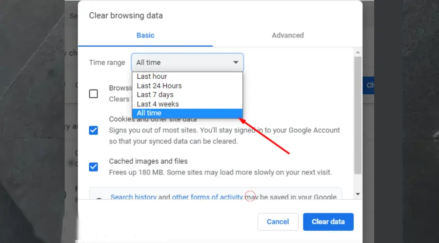 choose data clearing time range